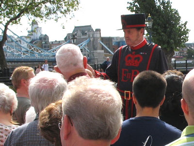 The Beefeater begins our guided tour.